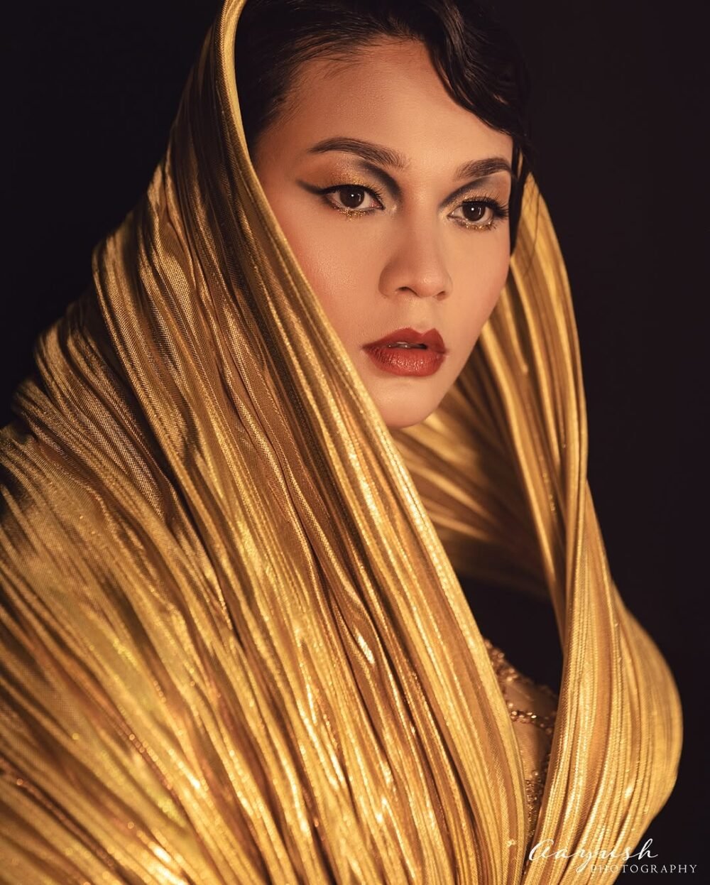 Golden Halo Pleated Gown - Image 2